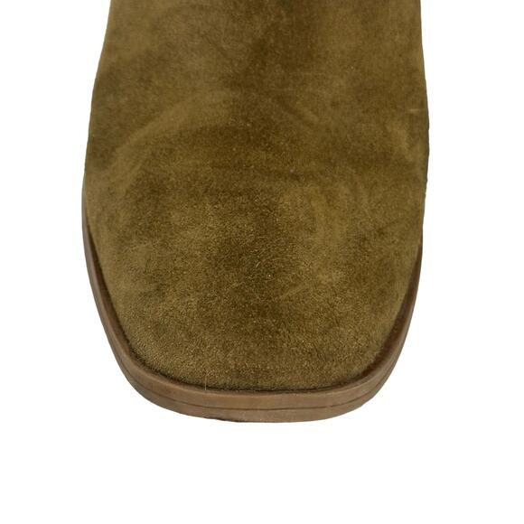 Zara Golden Brown Suede Leather Stacked Heel Pull On Booties - Picture 3 of 12